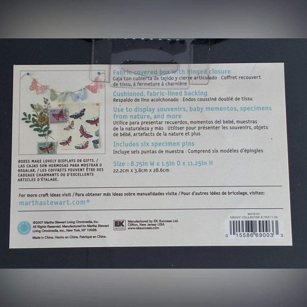 Martha Stewart Crafts Black Collector Shadow Box 8.75x11.25 Specimen Pins NIP